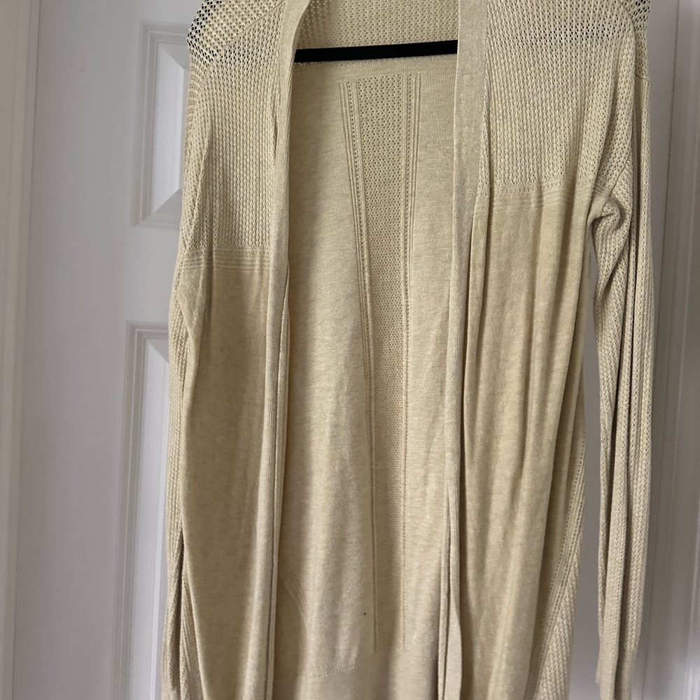 Light Yellow Open-Front Women's Cardigan Sweater